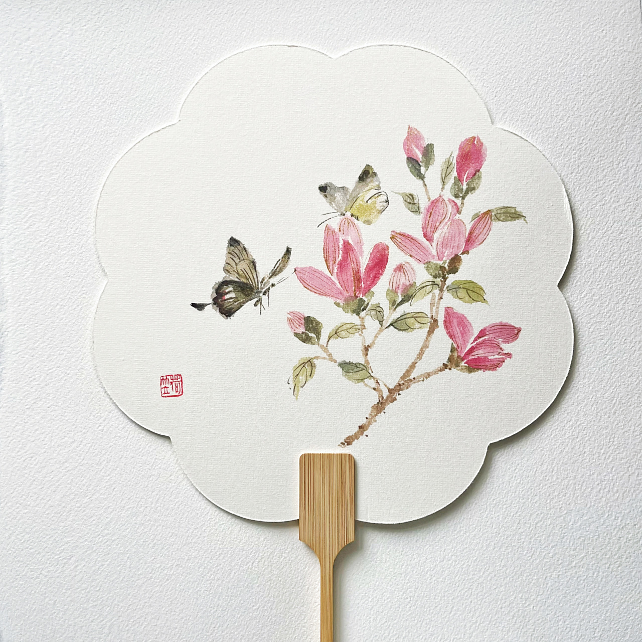 玉兰花小写意团扇(内附过程图77文字说明) 材料在