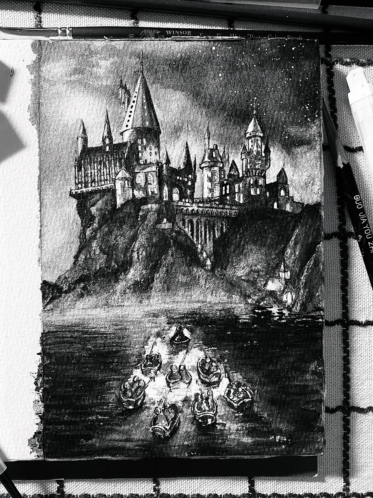 水彩手绘《哈利波特》|今夜去霍格沃茨读书