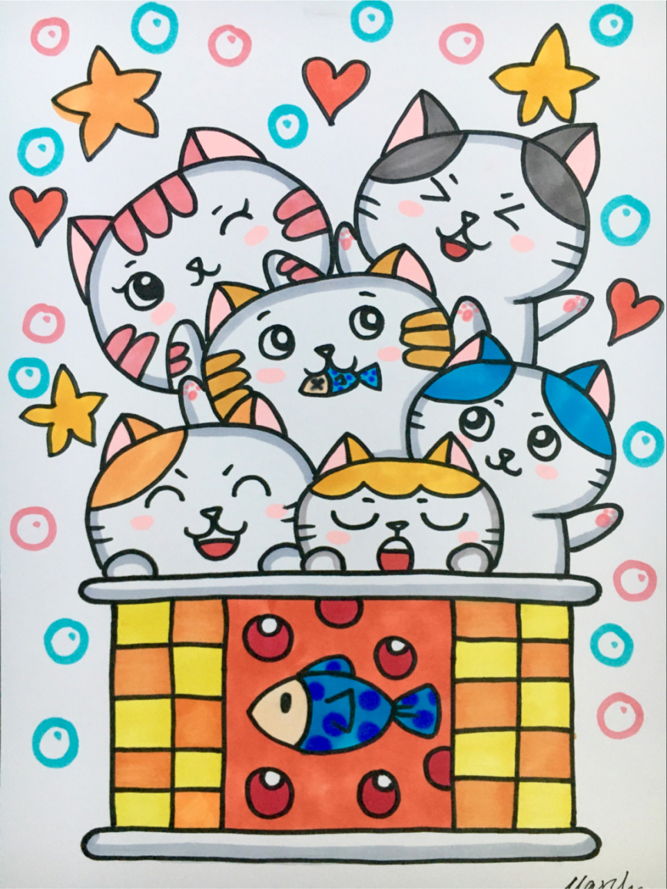 罐头92】儿童画马克笔手绘贝壳创意画 会不定时更新一些儿童画作品