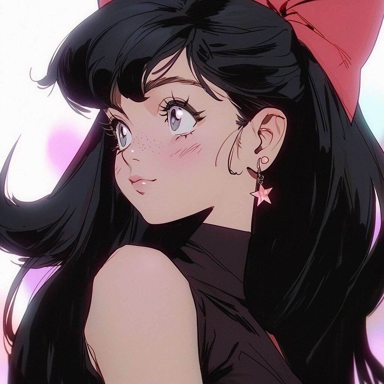 红色蝴蝶结少女|复古旧漫风头像#08