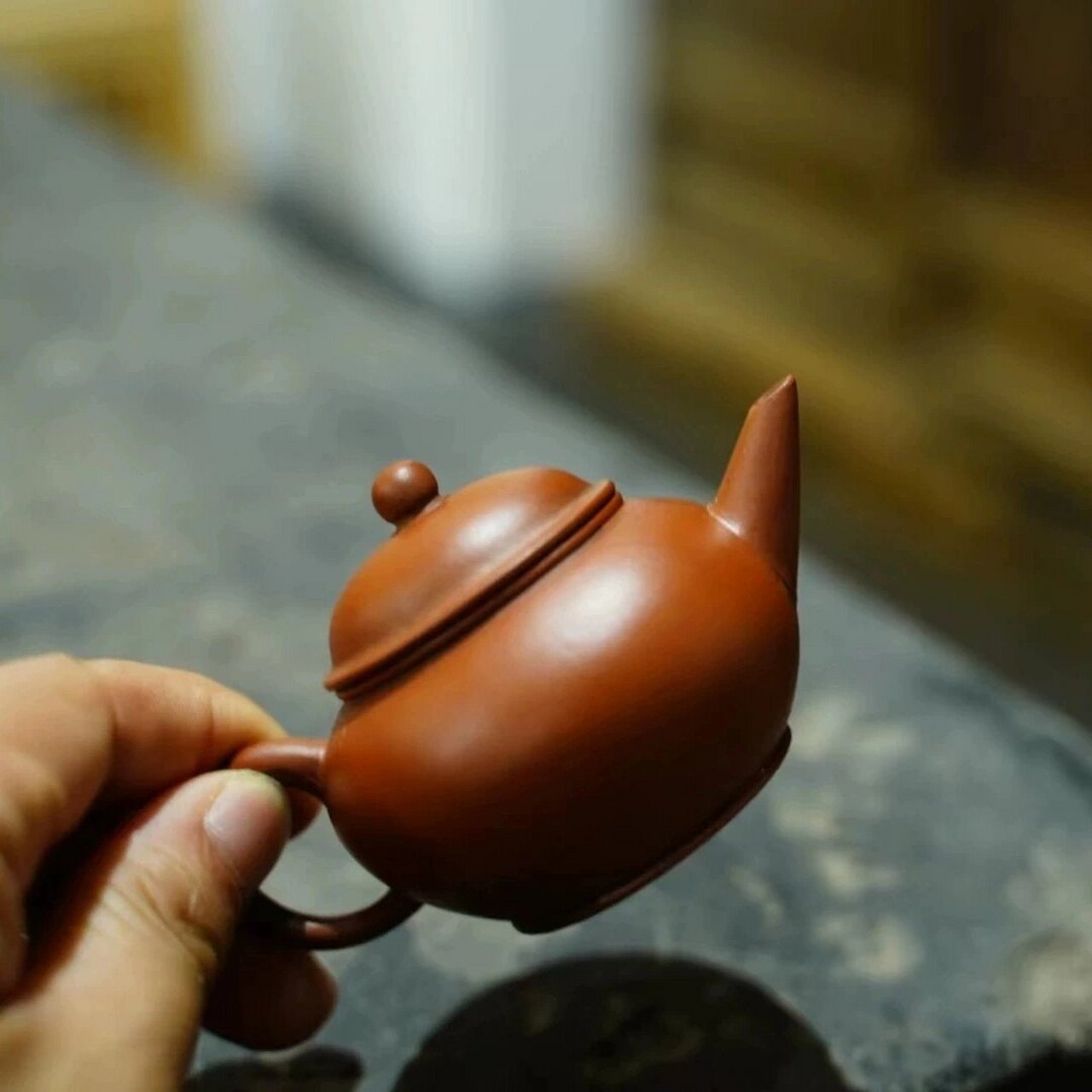 50年代日本回流紫砂全手工水平壶 原矿老朱泥墨缘斋景堂制小品 早期