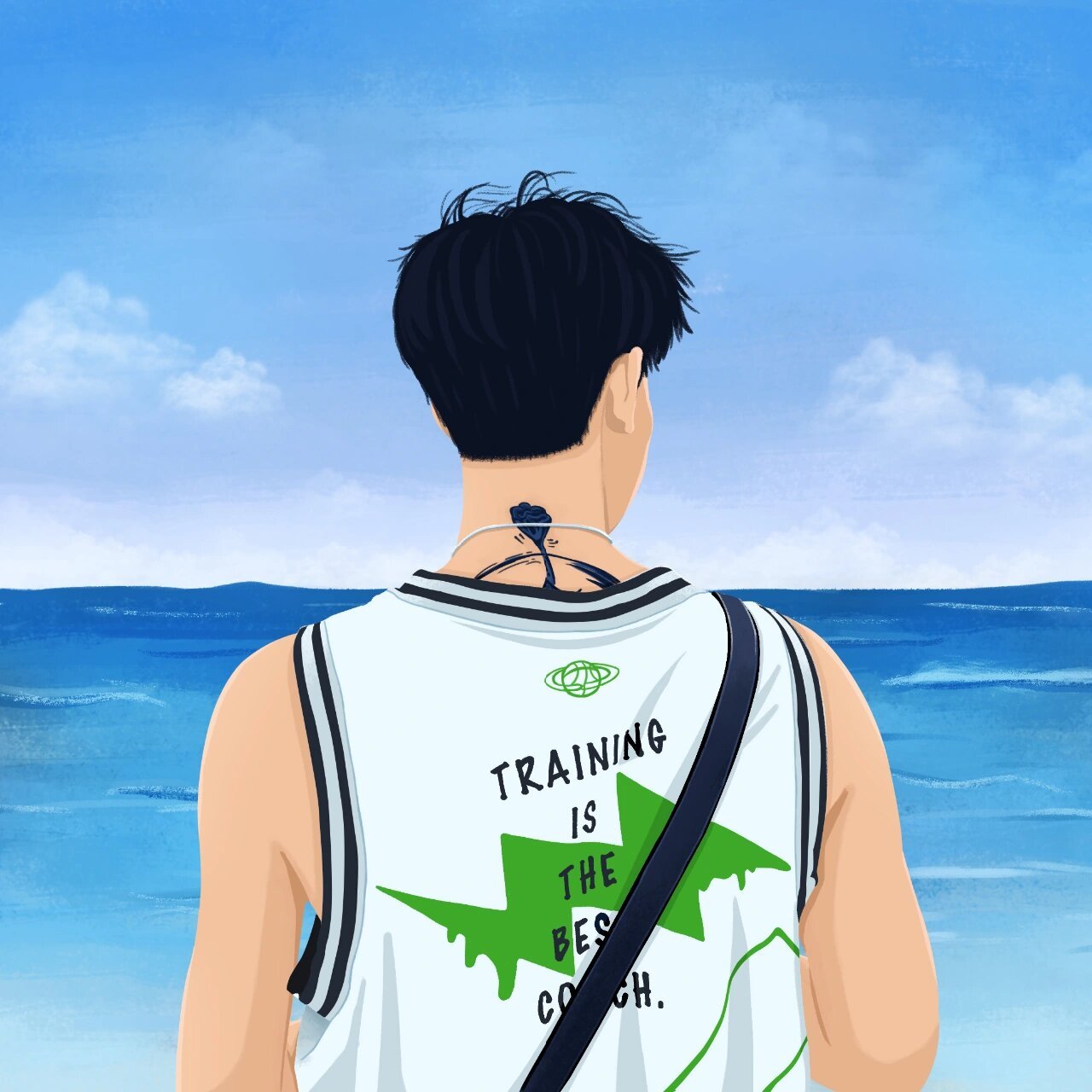 插画男生情侣背影头像 头像练习,一个男生背景插画头像,安利这个帅哥