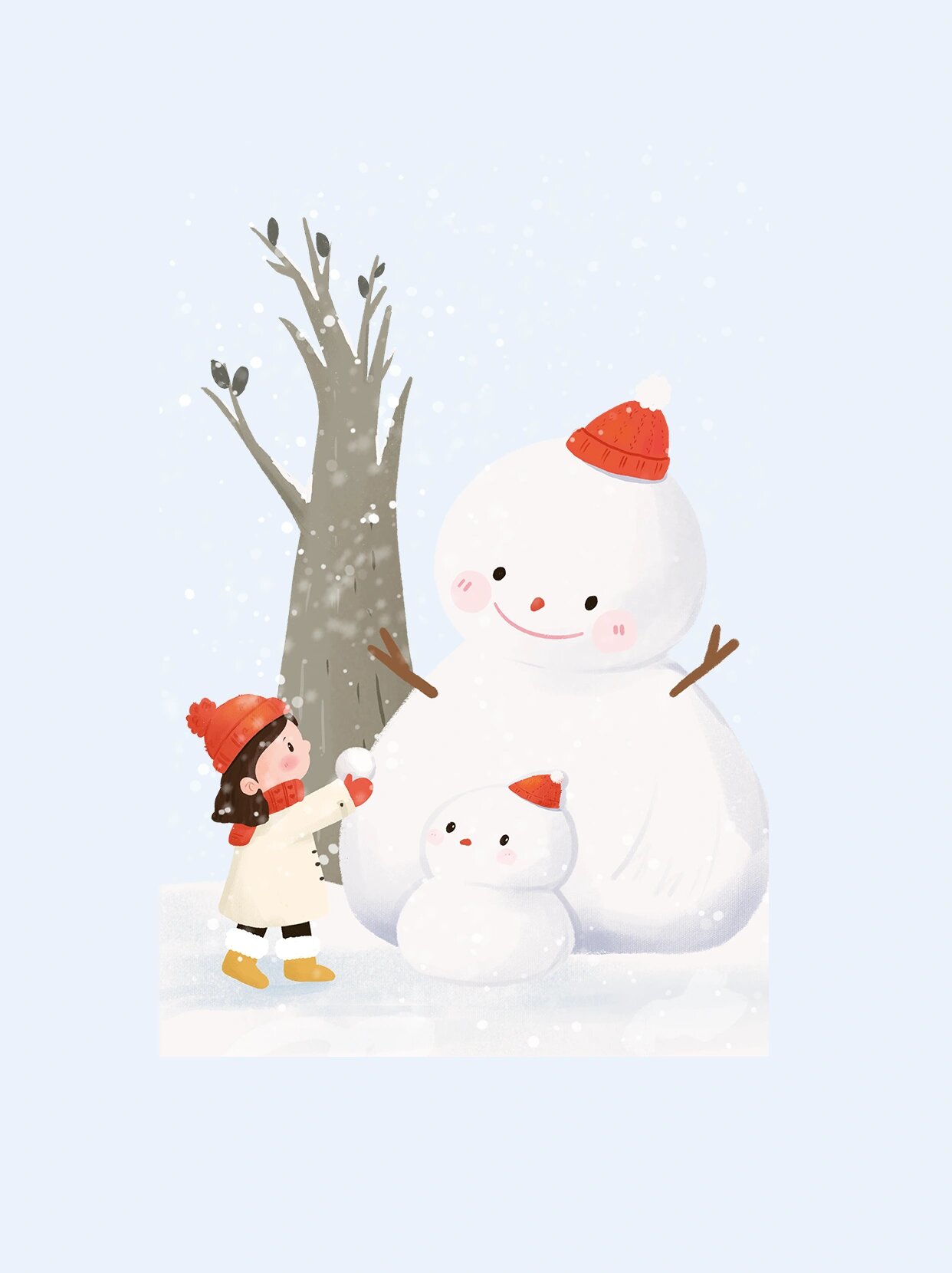 ☃冬季雪人|立冬免扣堆雪人插画免抠png素材 ❄️冬天的快乐