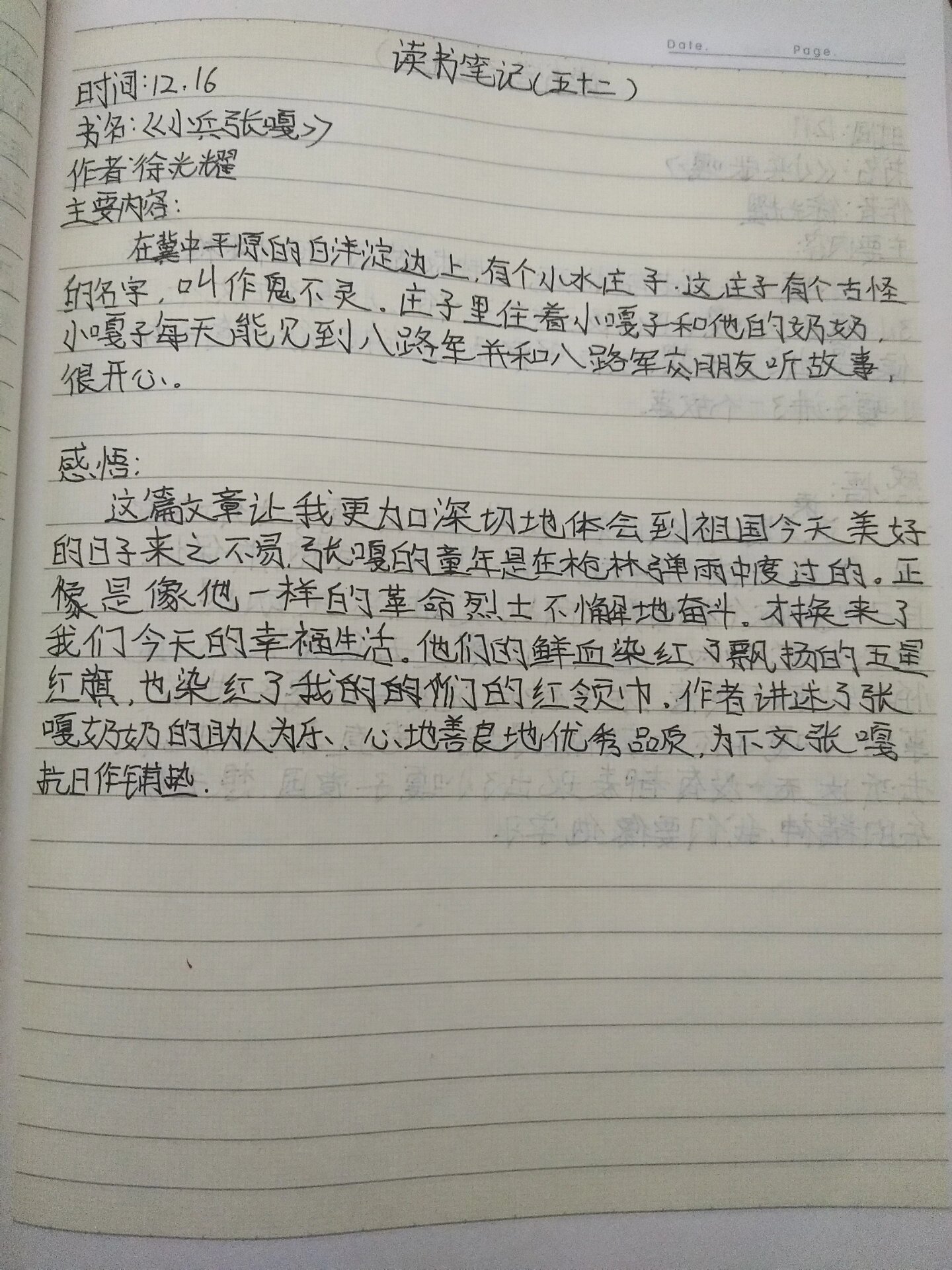 《小兵张嘎》读书笔记第一章