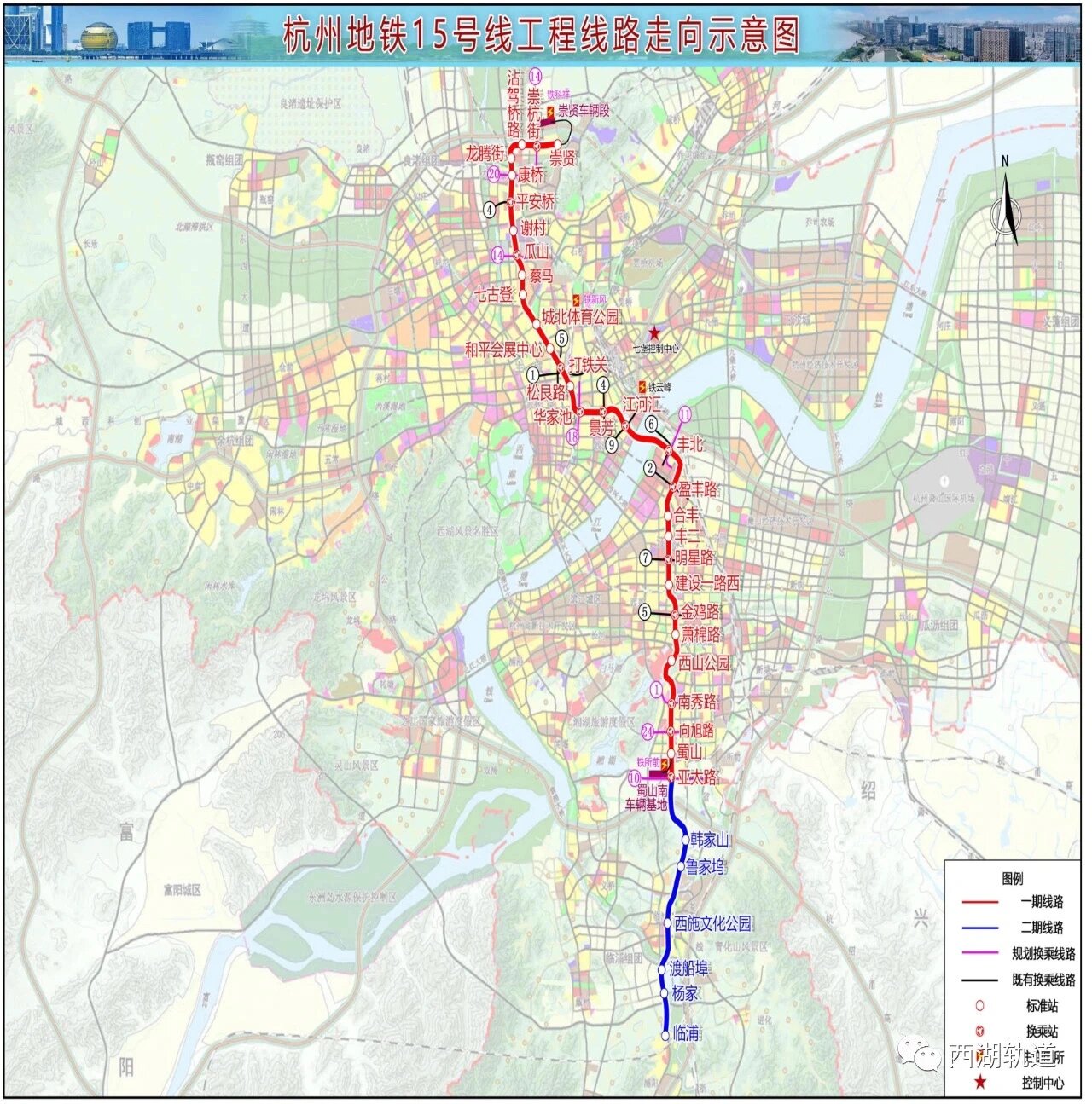 杭州地铁15号线路线示意图 南北新动脉