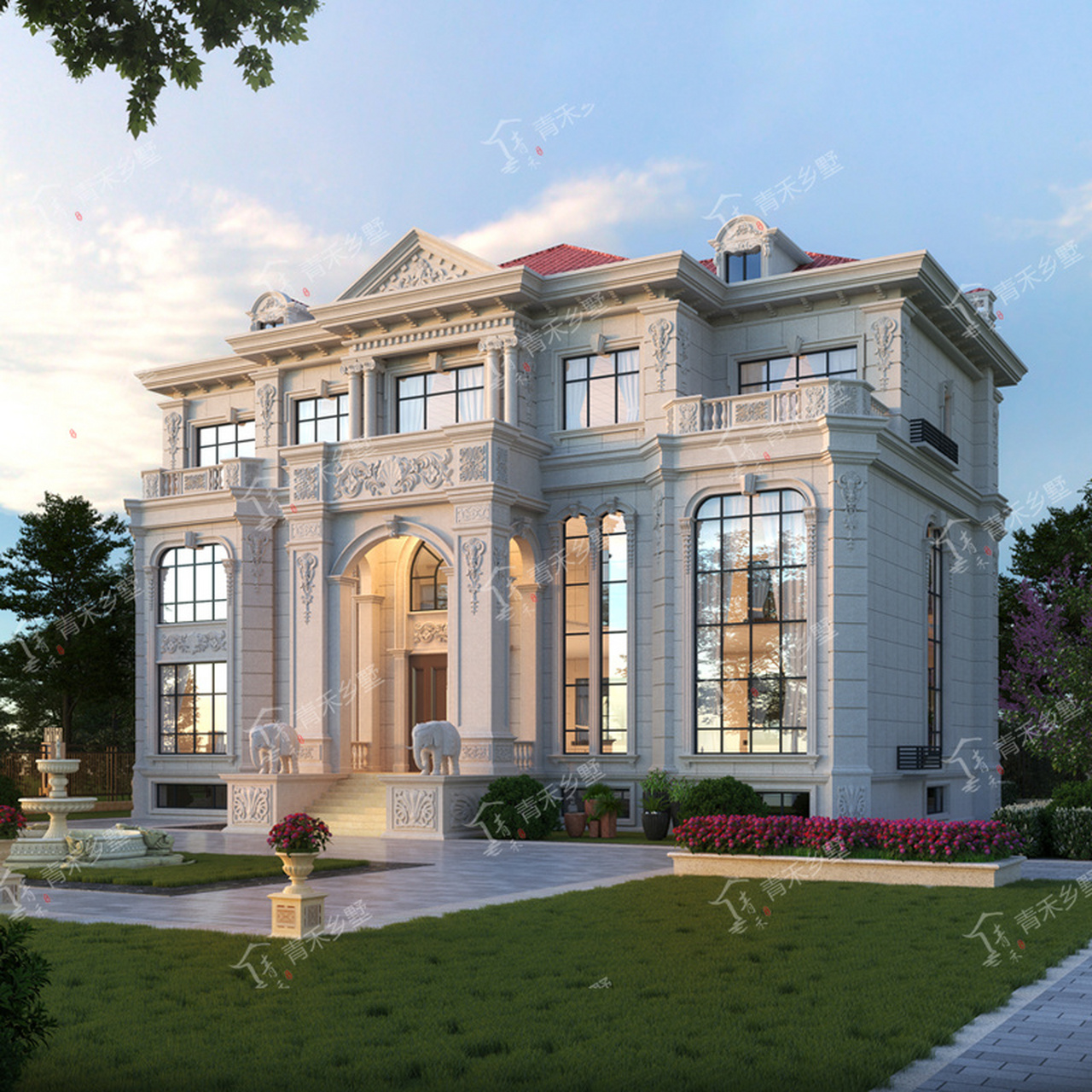 今天推荐一款适合广东福建老板自建的三层豪华欧式别墅