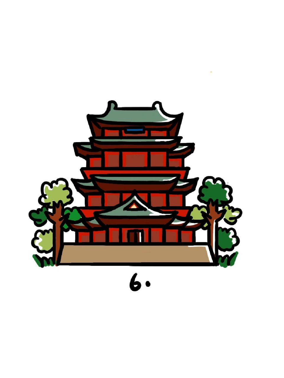 如何画江西滕王阁|地标建筑简笔画教程49 地标建筑第49个-滕王阁,江南