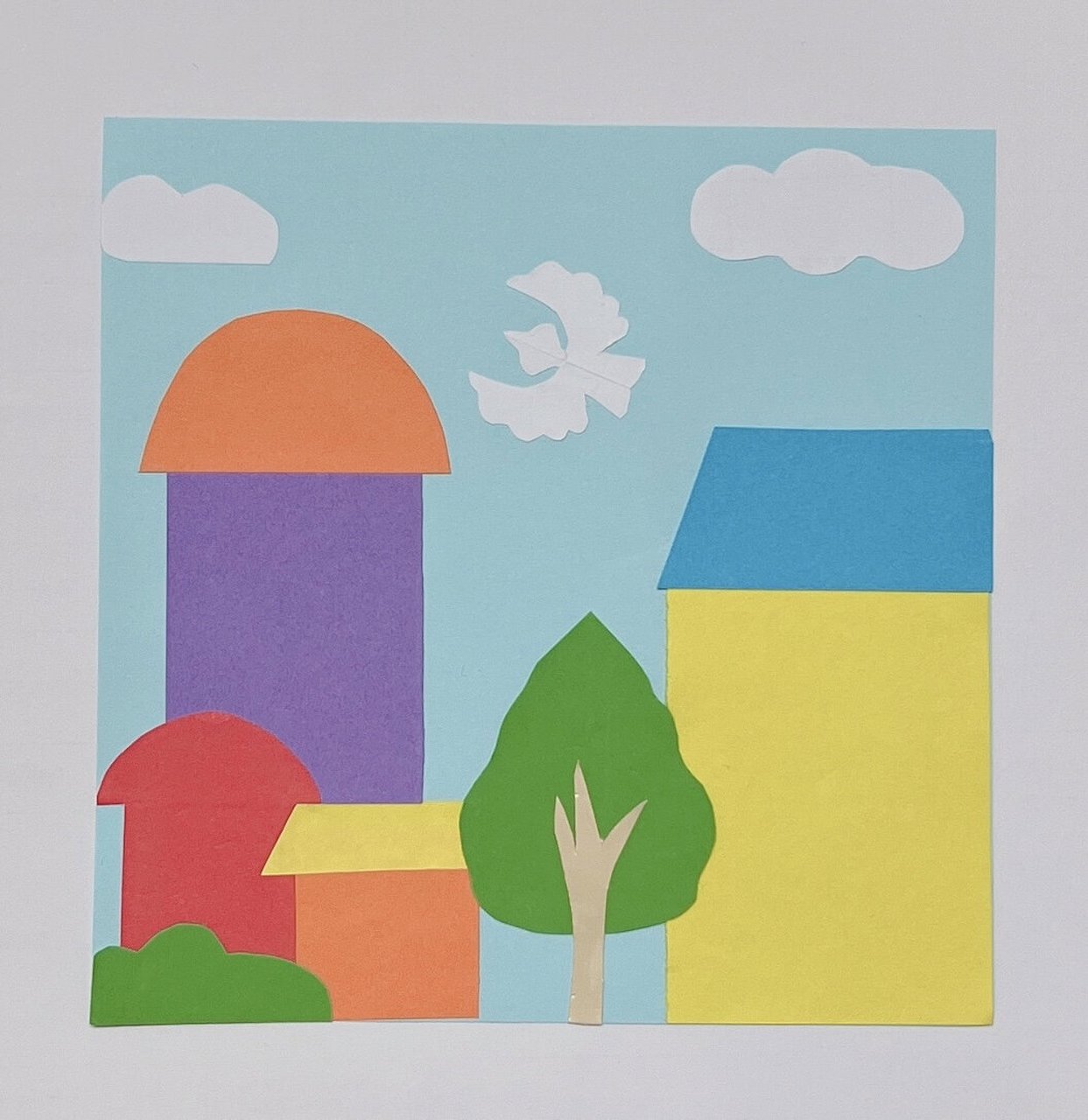 彩色房子剪贴画 一年级空中课堂美术作业