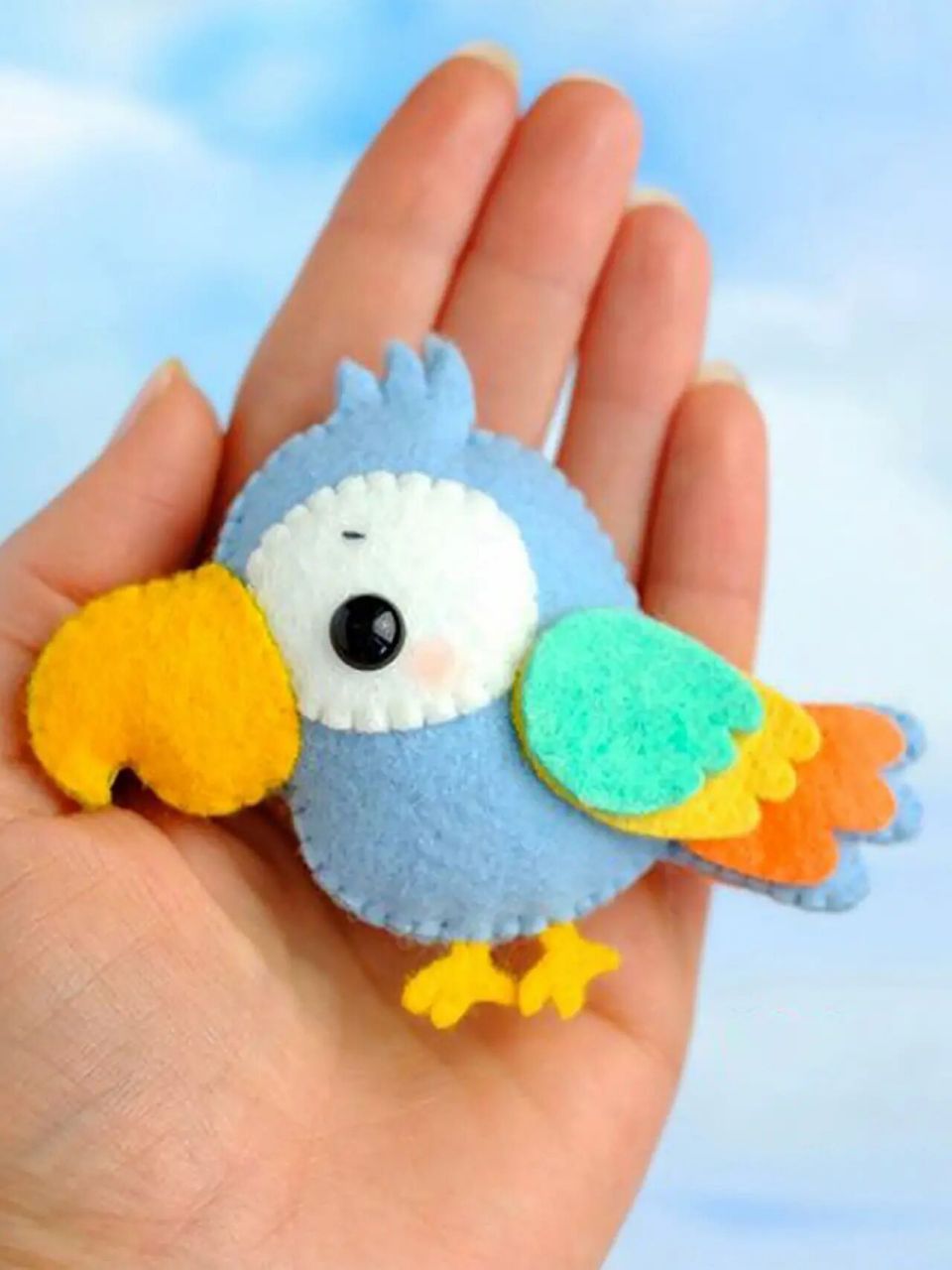 不织布手工|小鹦鹉00(附图纸) /小鹦鹉00 手工缝制为主,彩色羽毛