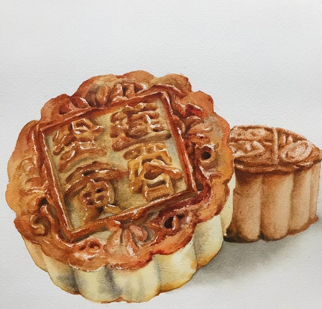 那些年,我画过的水彩月饼