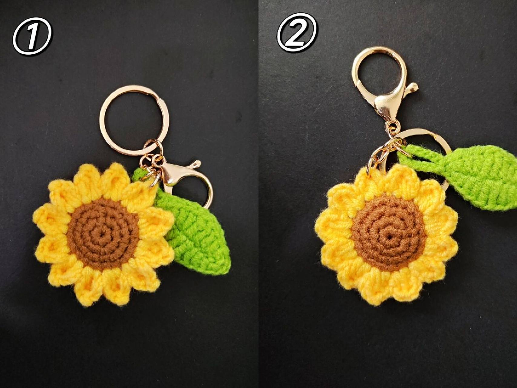 向日葵钥匙扣97钩织图解 教师节马上到了,简单的向日葵钥匙扣安排