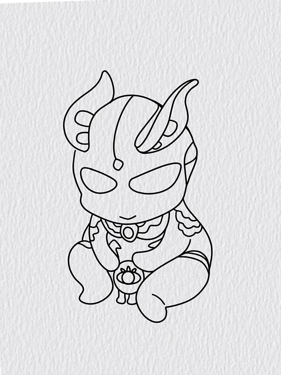 可爱q版赛罗奥特曼简笔画6015( 附画画过程          06615