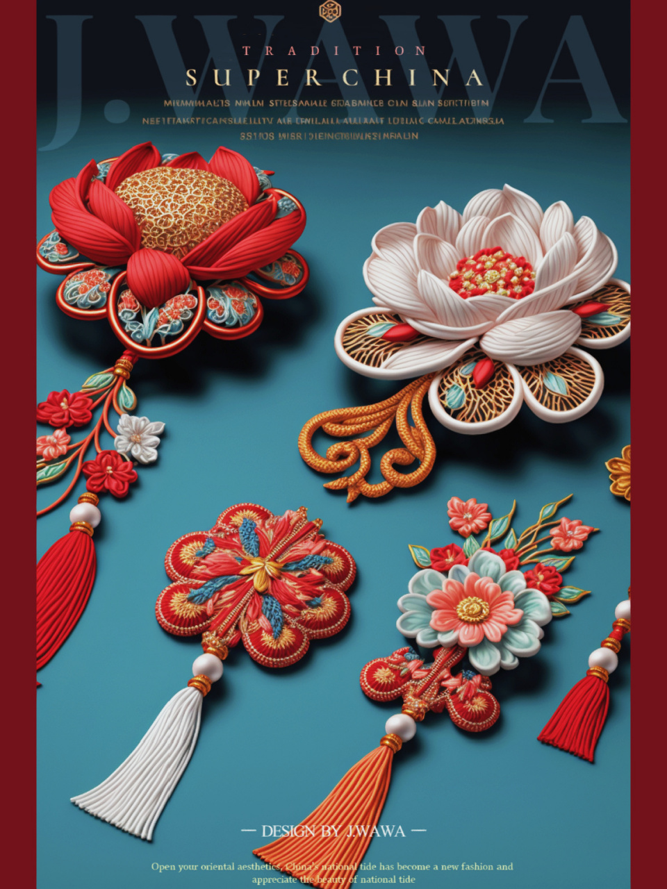 中国非遗系列丨传统刺绣中国结-挂件 刺绣和盘扣的融合,应用到挂件