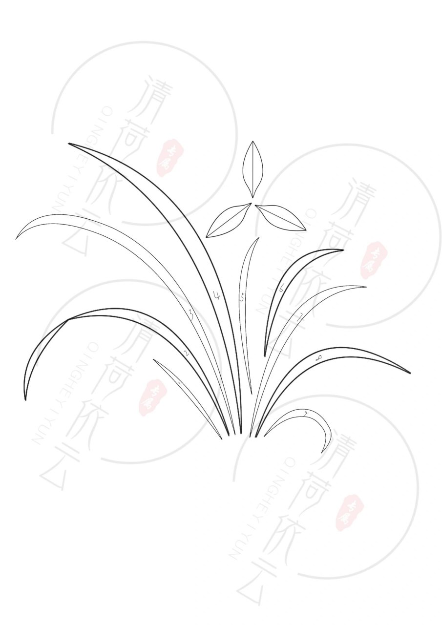 缠花图纸-兰花(39/100) 兰花叶子和花瓣 排了两种 一种是叶子加花瓣