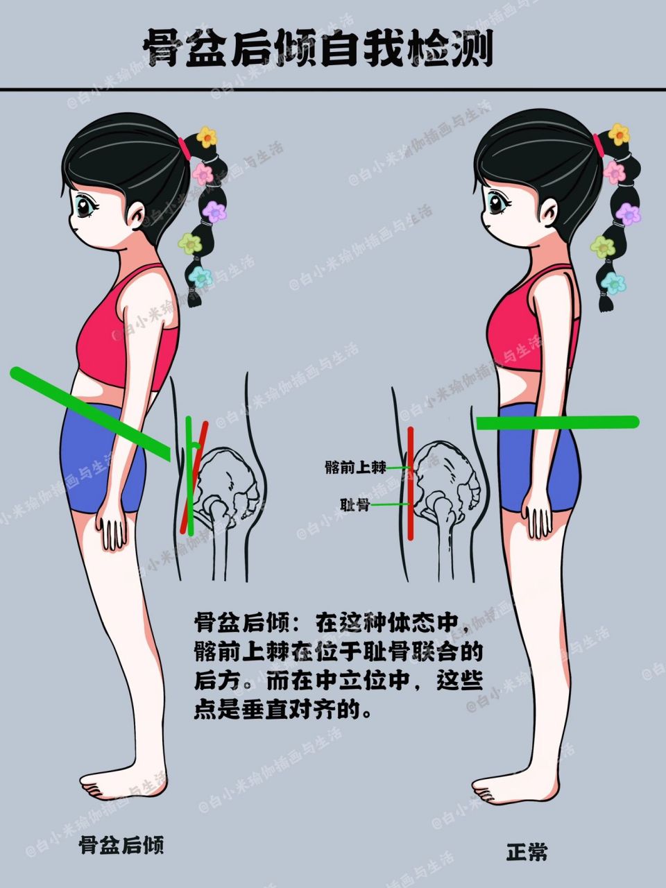 体态|骨盆后倾自我检测及调整 笔记更新中#白小米瑜伽笔记# #体态调整