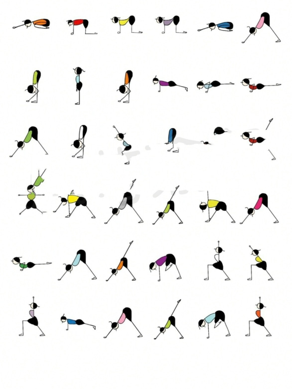 超全的瑜伽小人图来啦,瑜伽老师必备