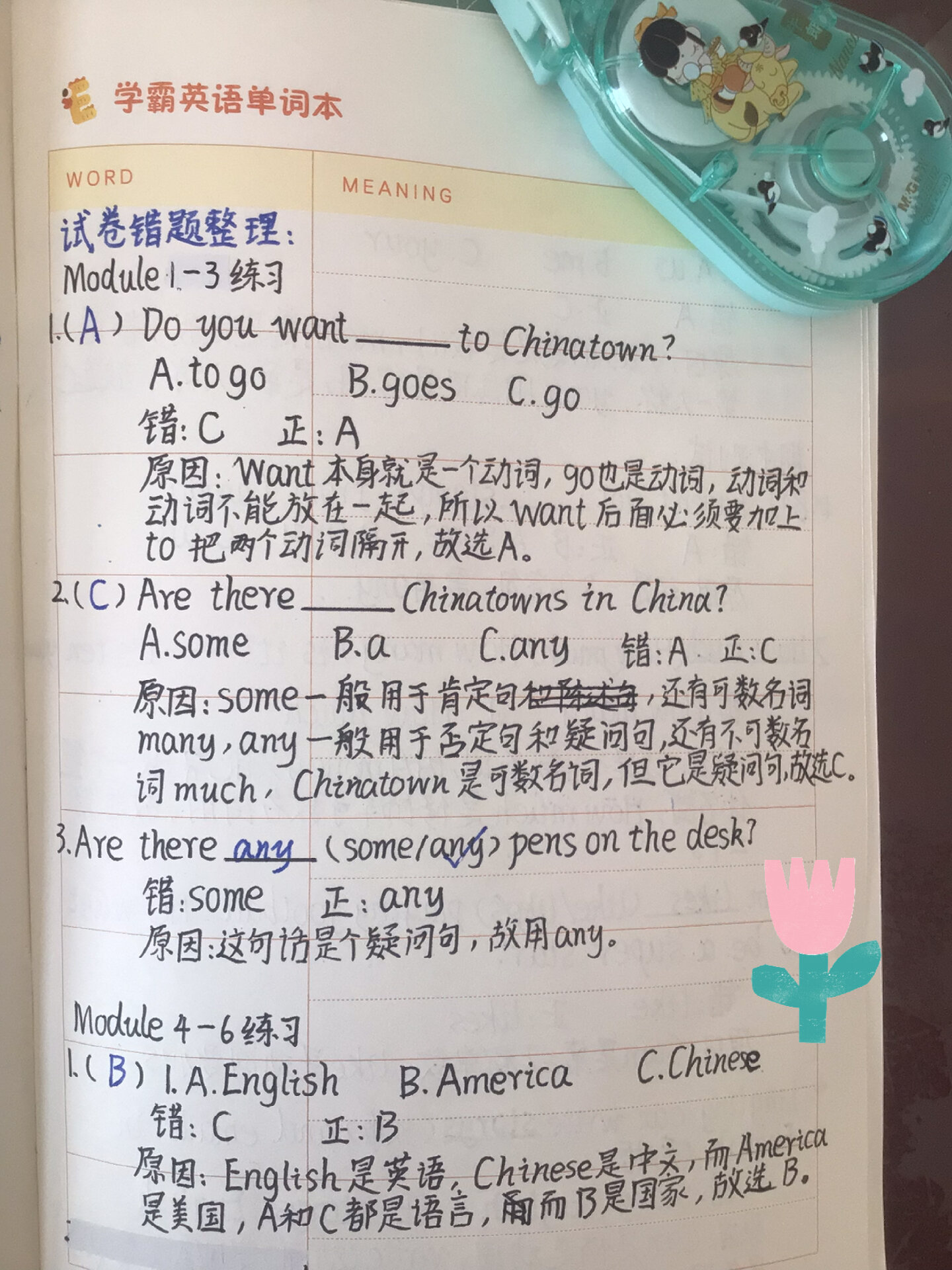 英语错题整理模板