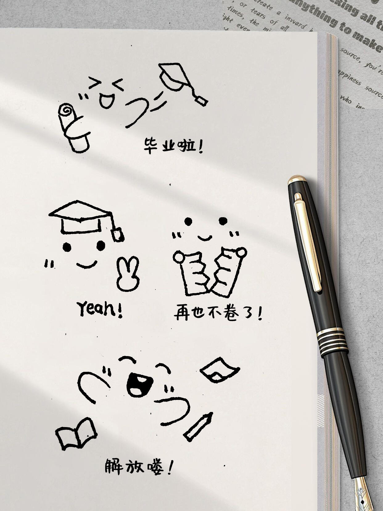 简笔画毕业季表情包