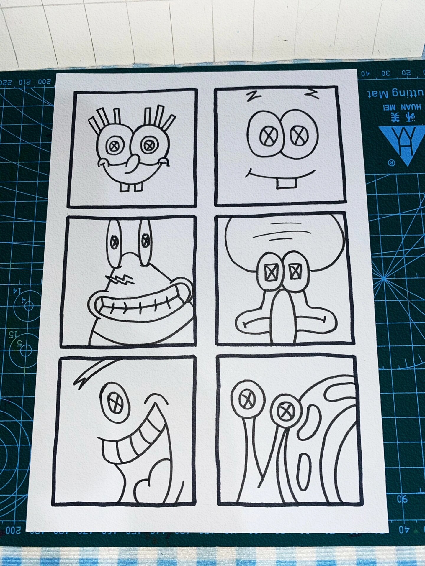 马克笔画——海绵宝宝全家福(含线稿,色号)  周六到周日是赎回自己