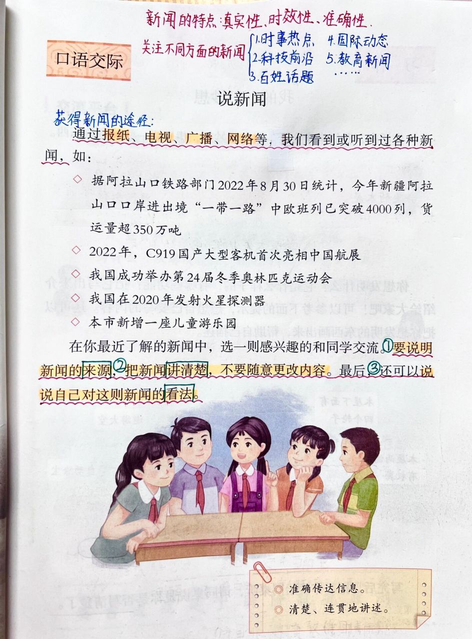 四下语文|98口语交际《说新闻》课堂笔记