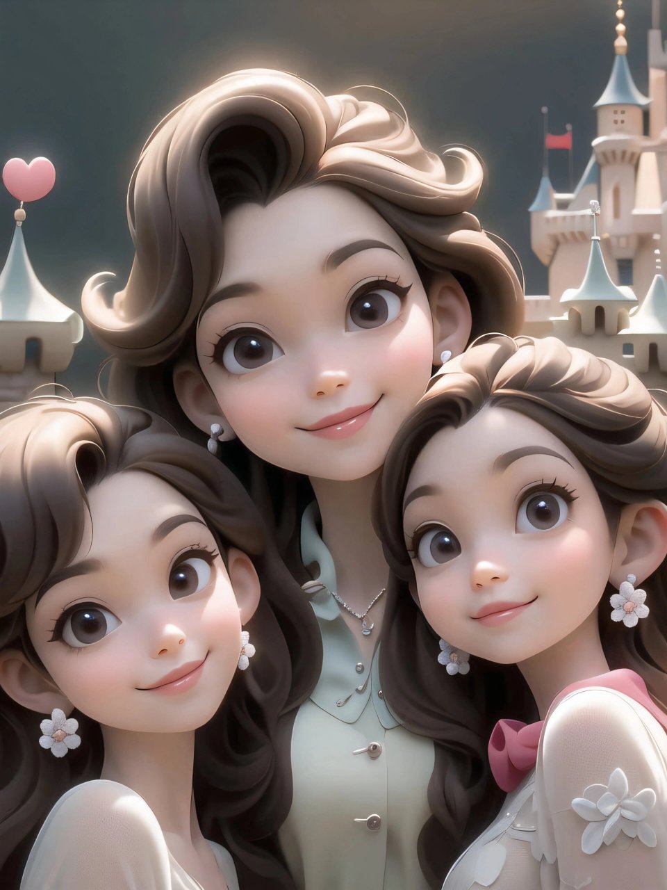 亲子头像73两个女儿的家庭|可爱头像 假期到了,带女儿去迪士尼咯