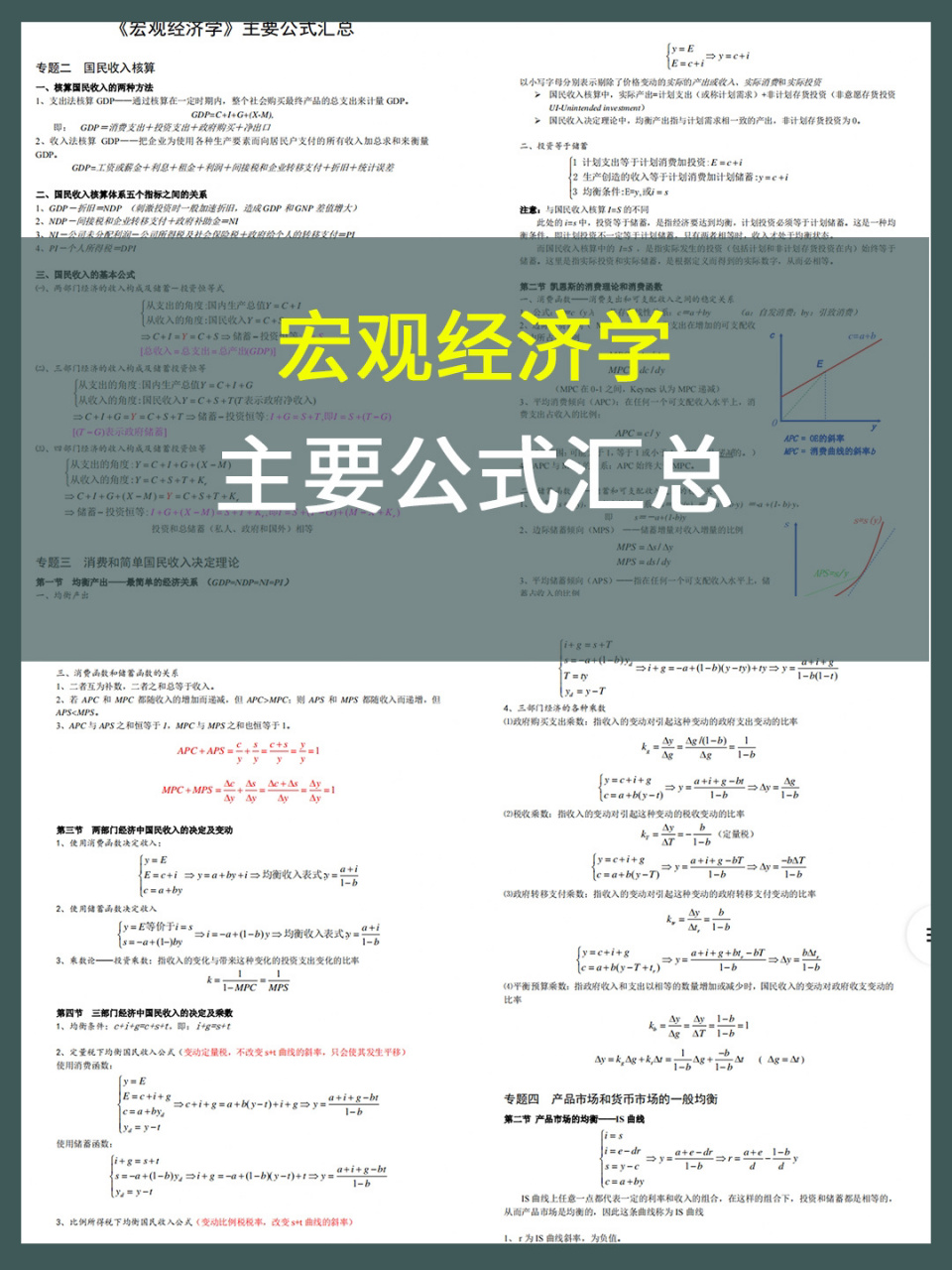 �你们要的宏观经济学主要公式汇总来了