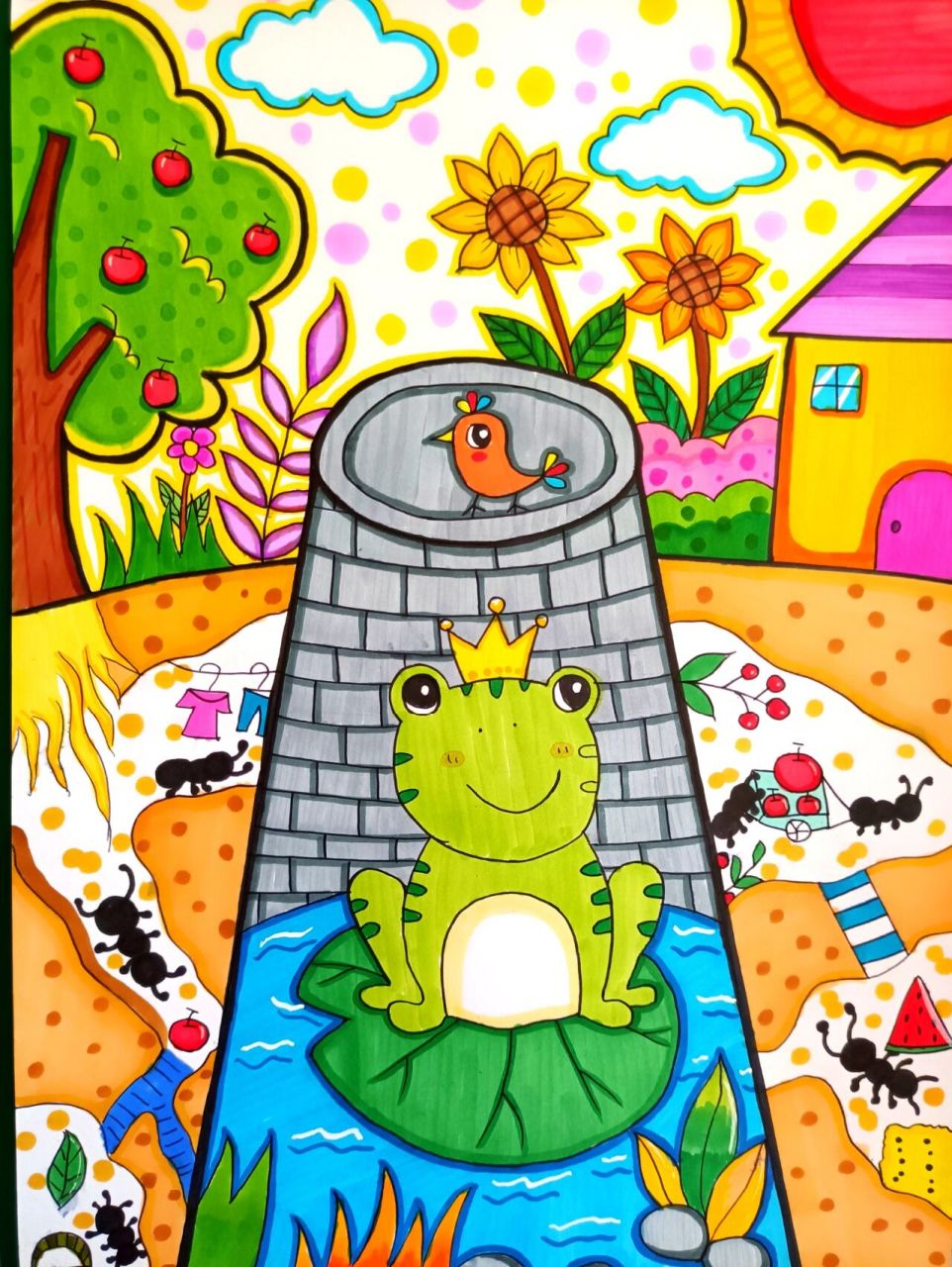 创意儿童画——井底之蛙90 你知道青蛙生活在什么样的环境吗?