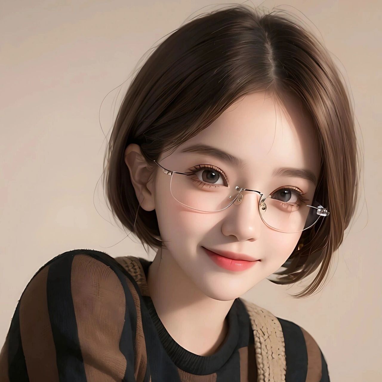 可爱女生头像戴眼镜小姐姐手绘卡通头像 给戴眼镜的小姐妹准备一组