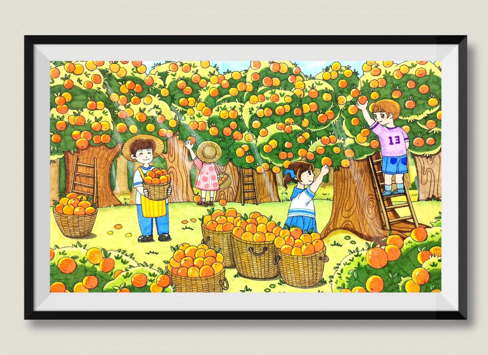 果园采摘儿童画