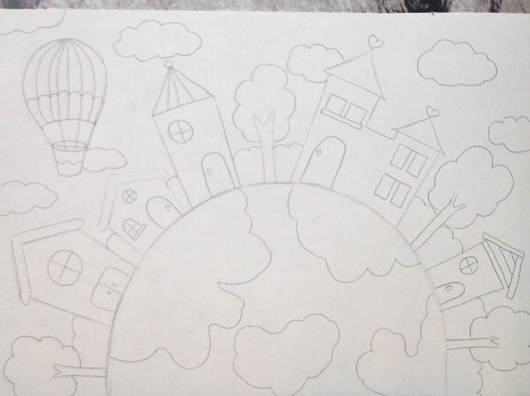 儿童画《地球村》(原创) 78绘画主题《地球新村》 78绘画工具