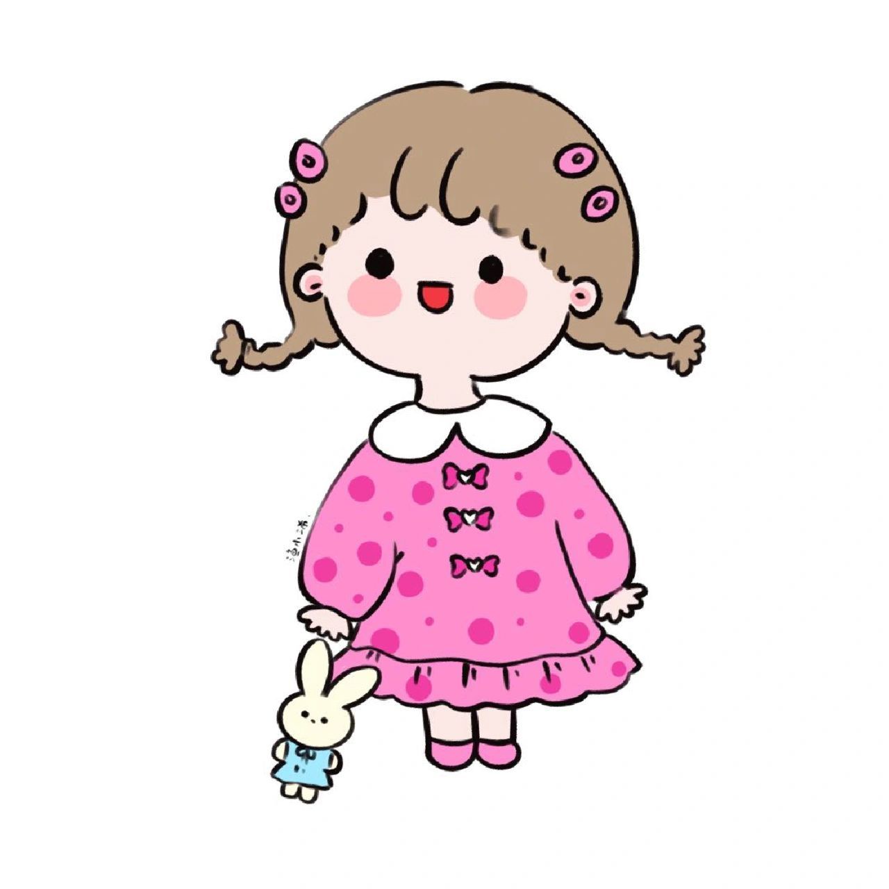 可爱小女孩简笔画贴纸手帐素材