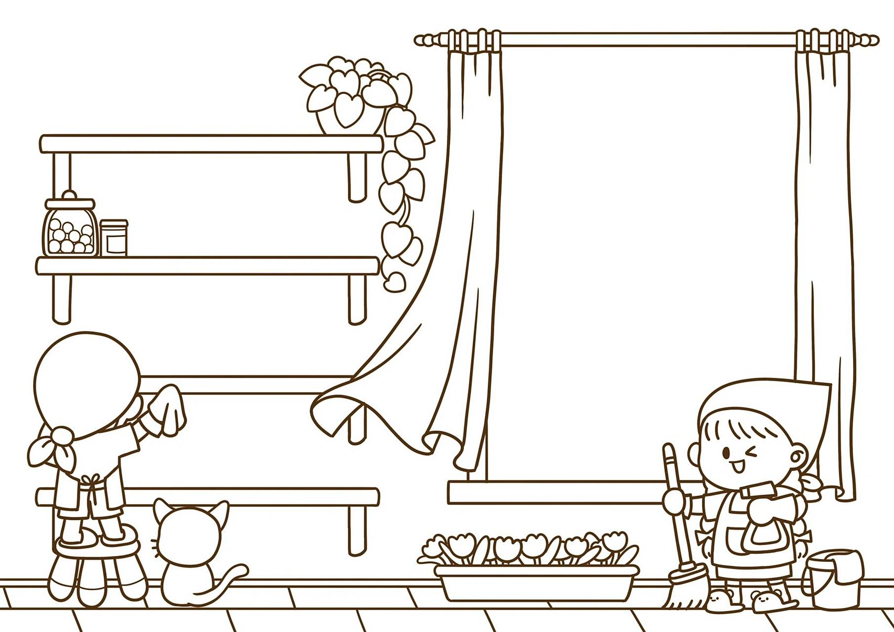 劳动最光荣  | 做家务| 五一劳动节手抄报 恬花花简笔画小课堂第111课