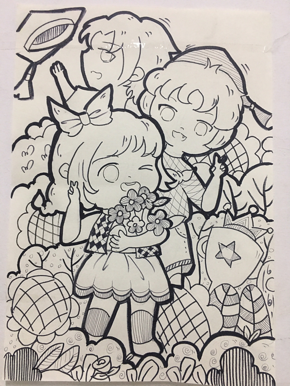 学前教育儿童主题画《我们毕业了》 改画5临摹 原创插画