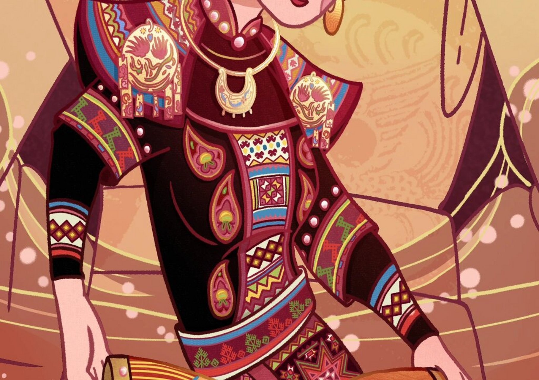 还盘王愿|瑶族盘王节插画 《过山榜》中记载:瑶族祖先盘瓠破敌有功,得