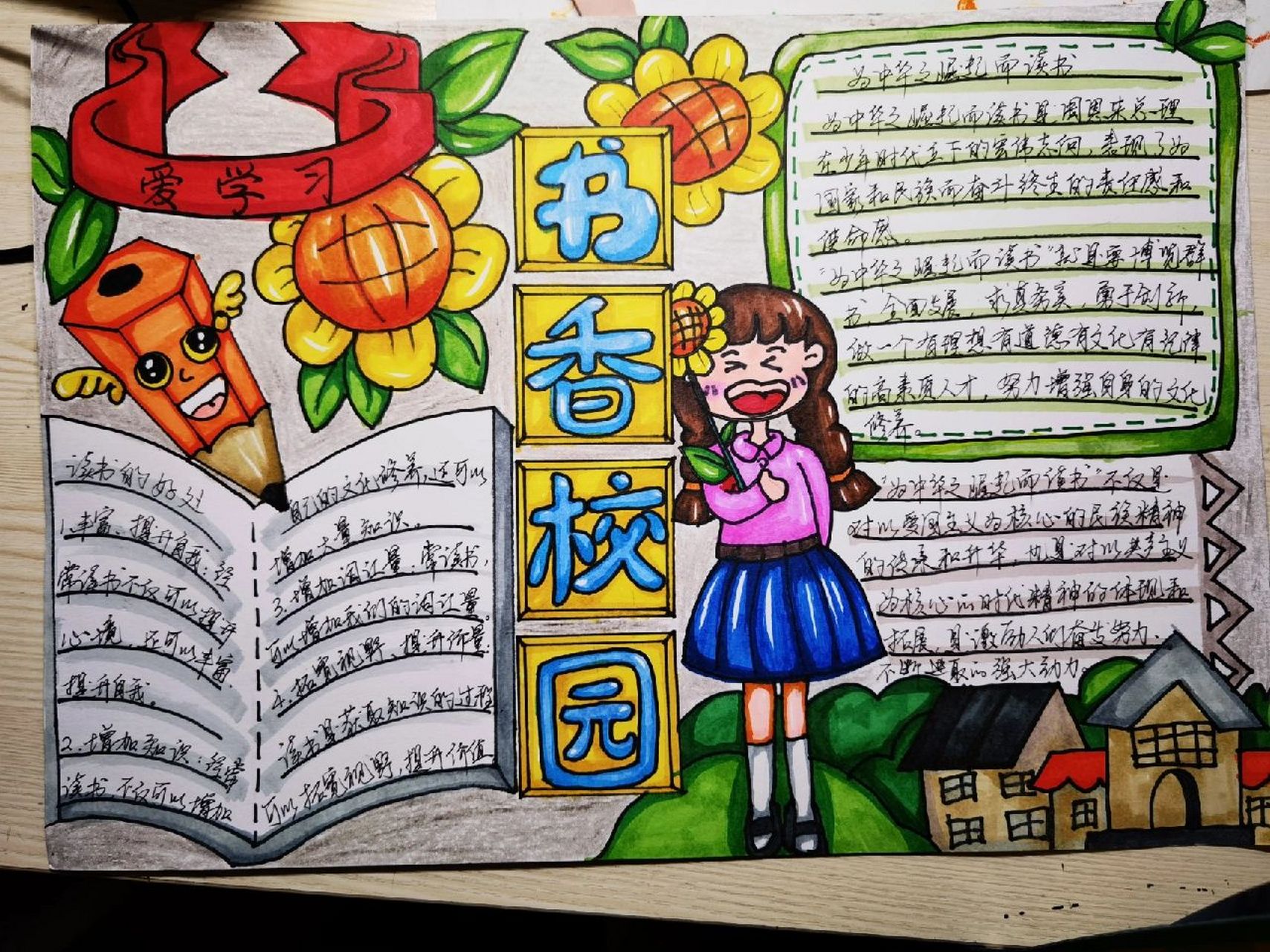 书香校园读书日手抄报爱学习手抄报 手抄报简直是给家长布置的作业