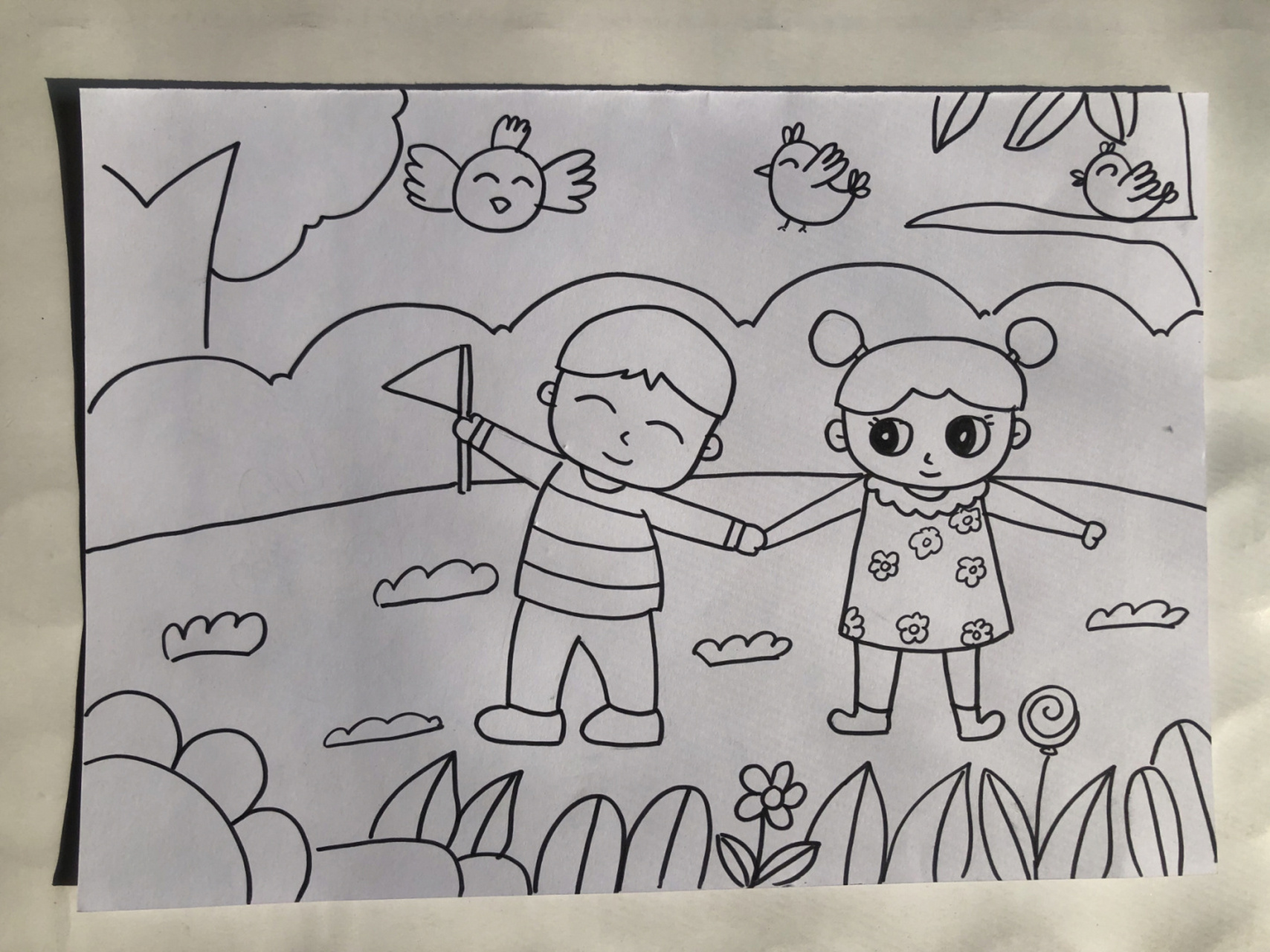 春游儿童画 临摹的 欢迎大家@原作者奥