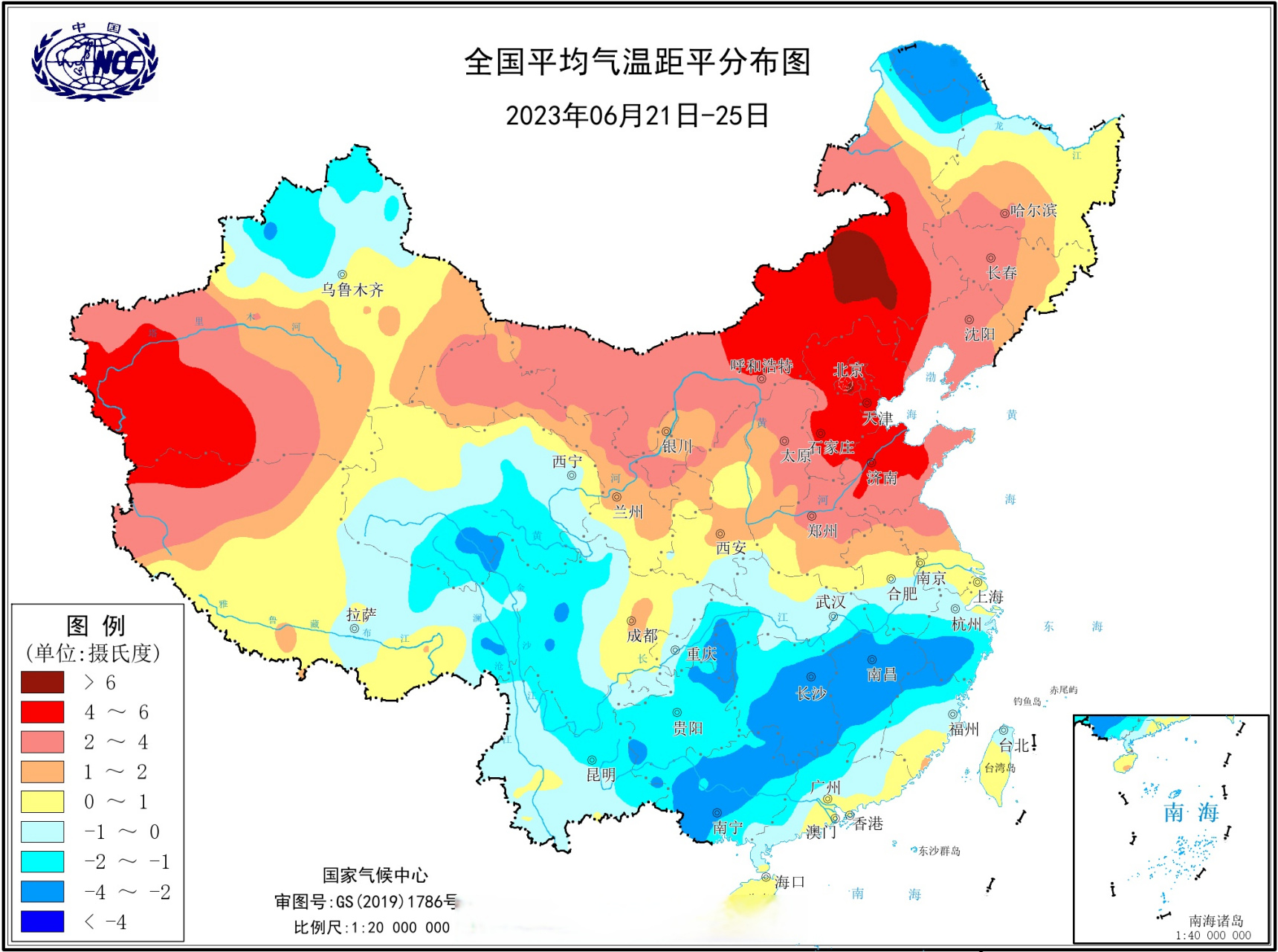 全国气温距平图图片