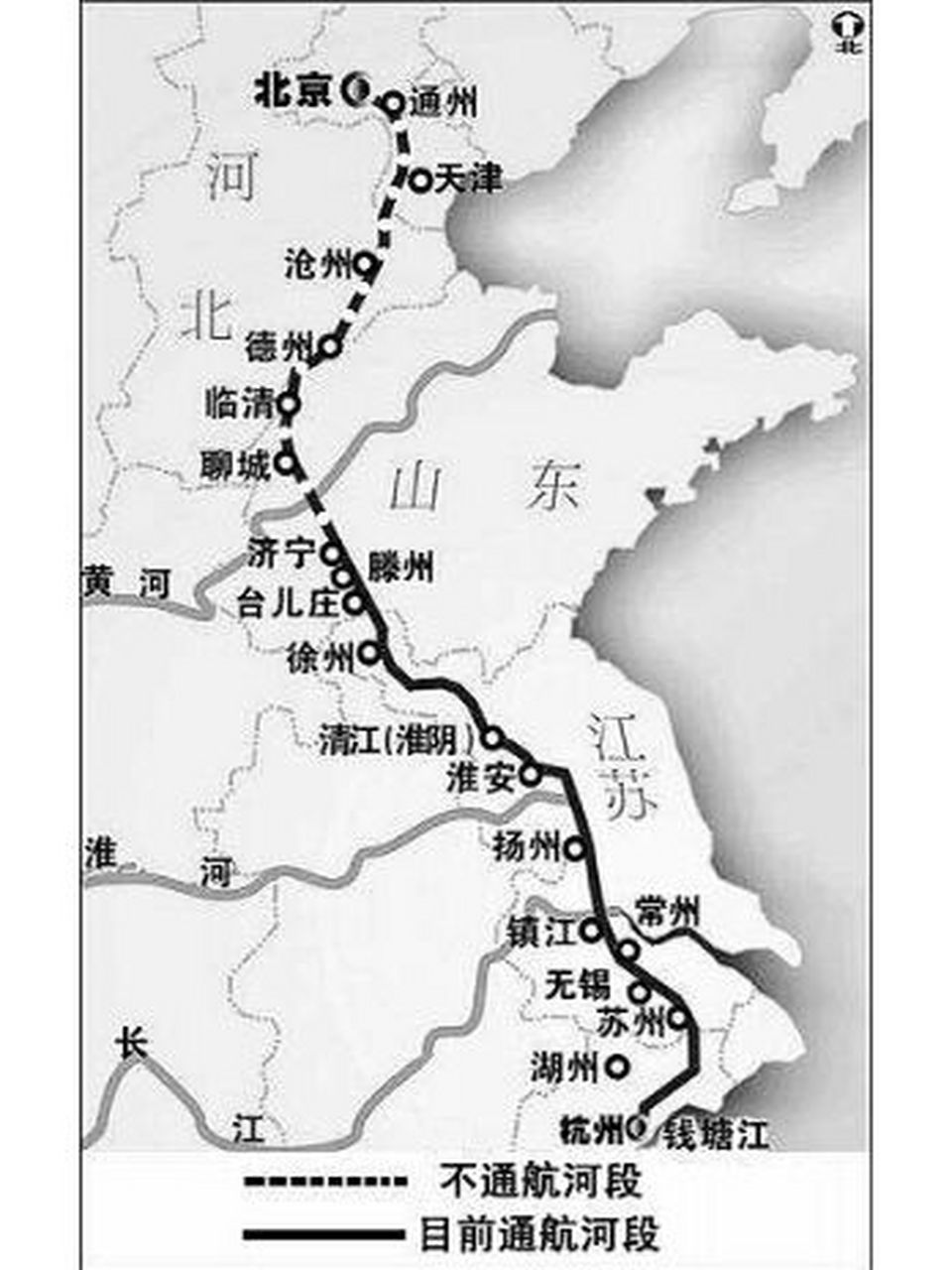 京杭大运河路线地图图片