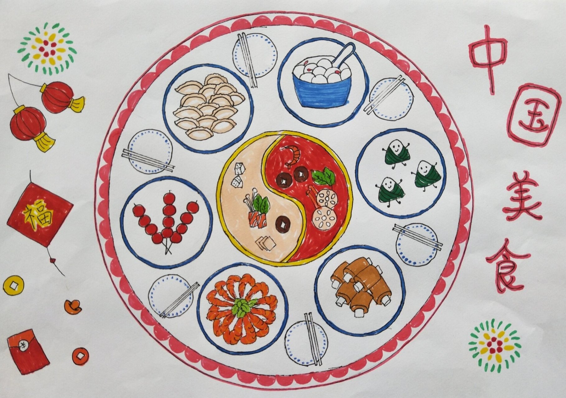 中国美食手抄报 二年级下册中国美食手抄报 一晚上两三个小时,真不