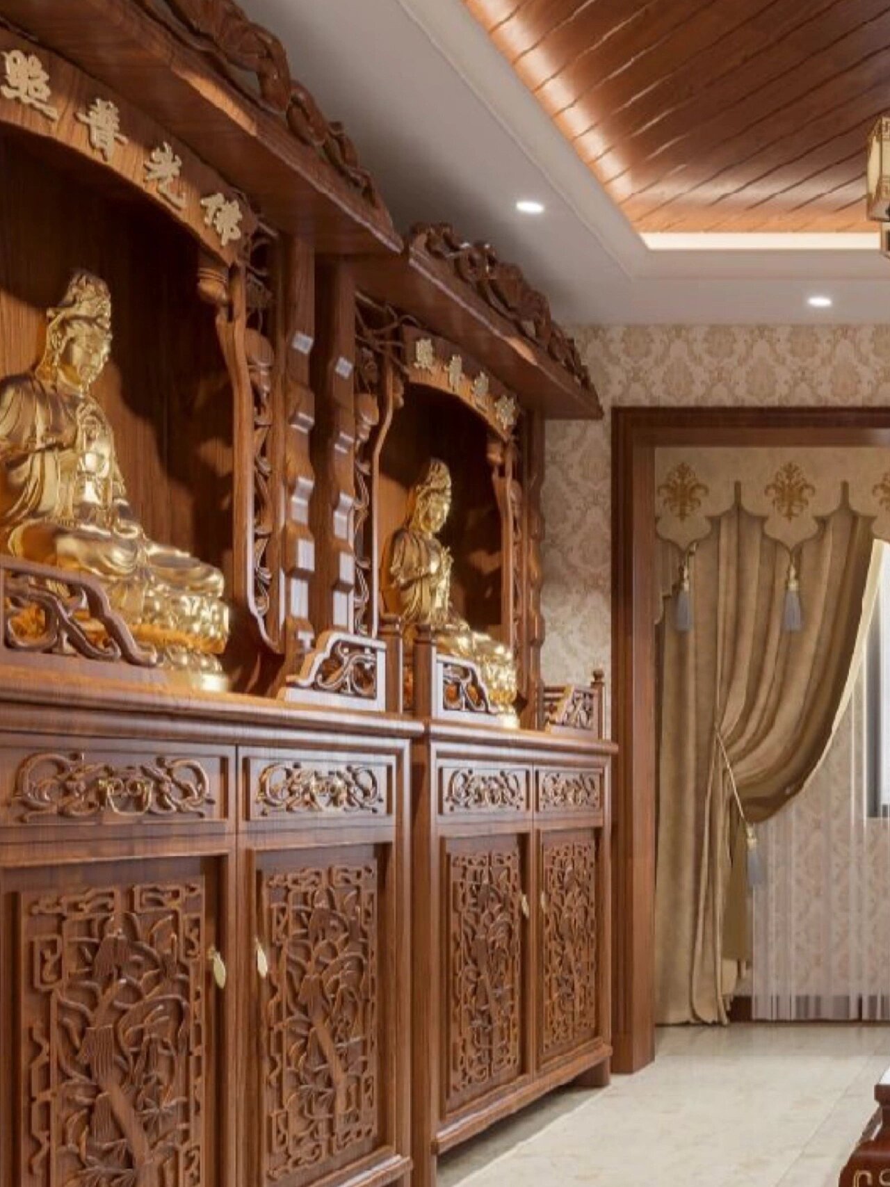 拉萨最火的佛堂设计,你见过几个6315 实木藏式风格,庄严而叉神圣