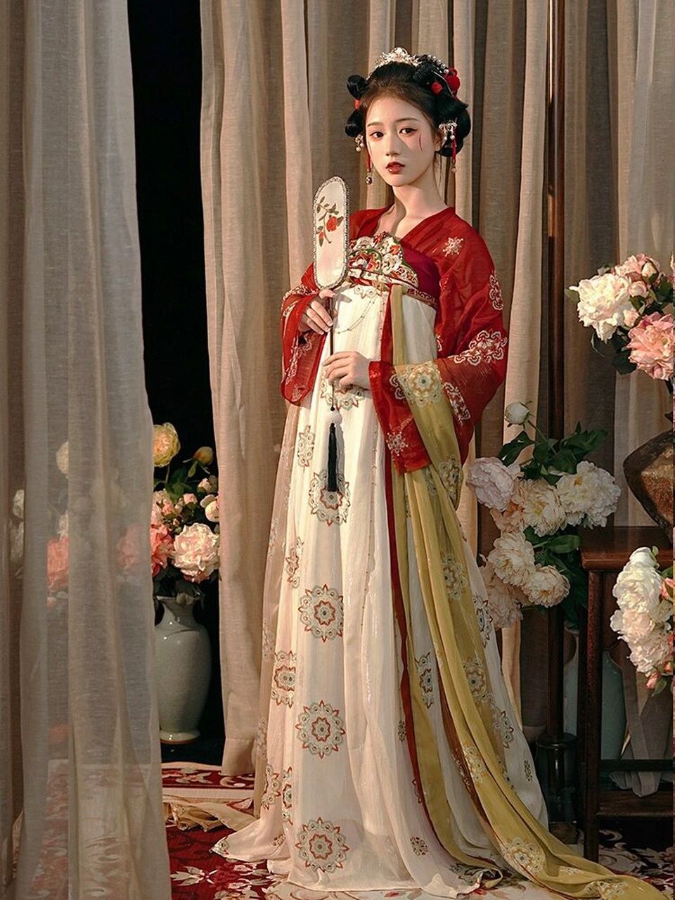 诗野原创复原一片式唐制汉服齐胸十二破裙夏 求赞求赞,可回