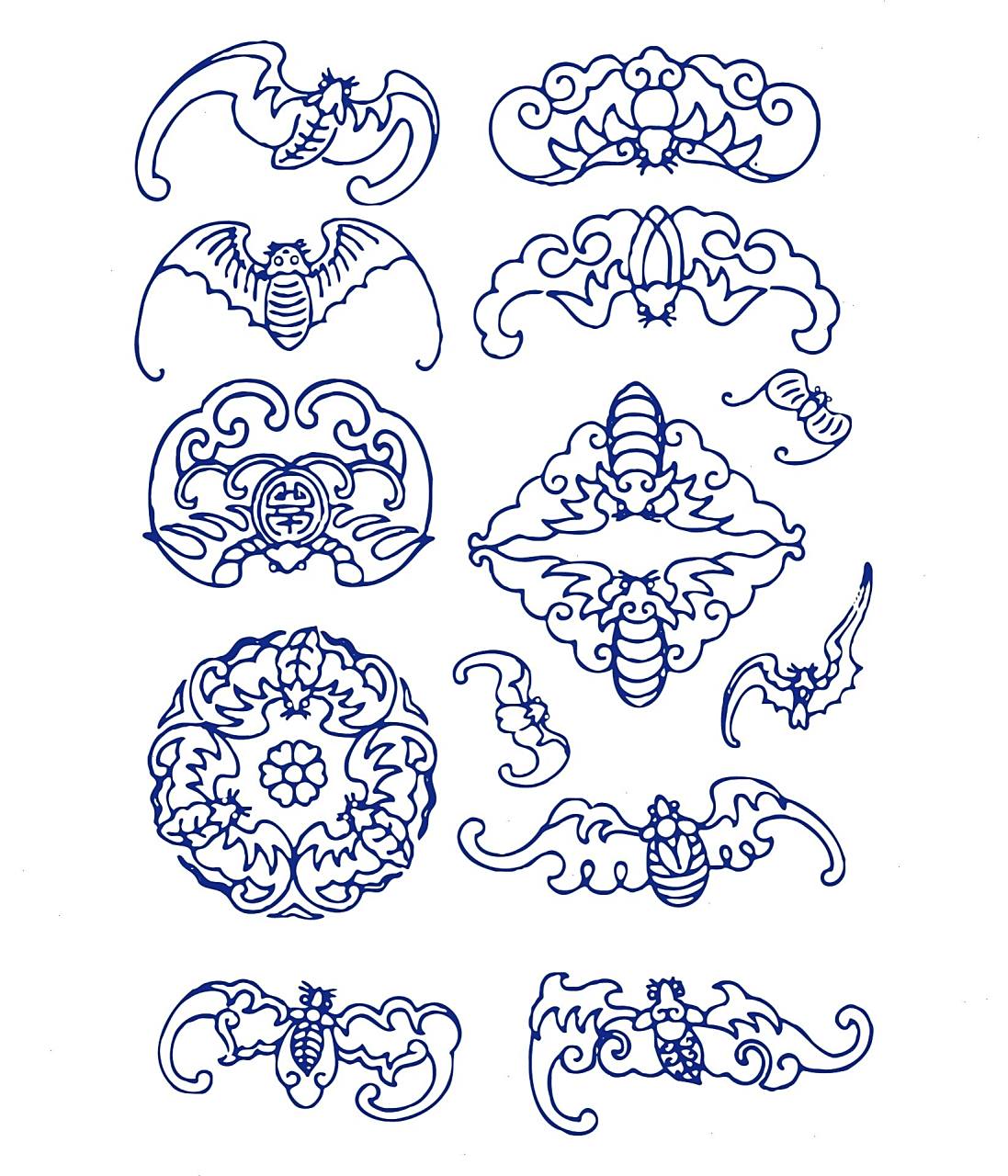 "蝠"与"福"同音,在中国传统装饰艺术中,蝙蝠纹样被视为福的象征,寓意