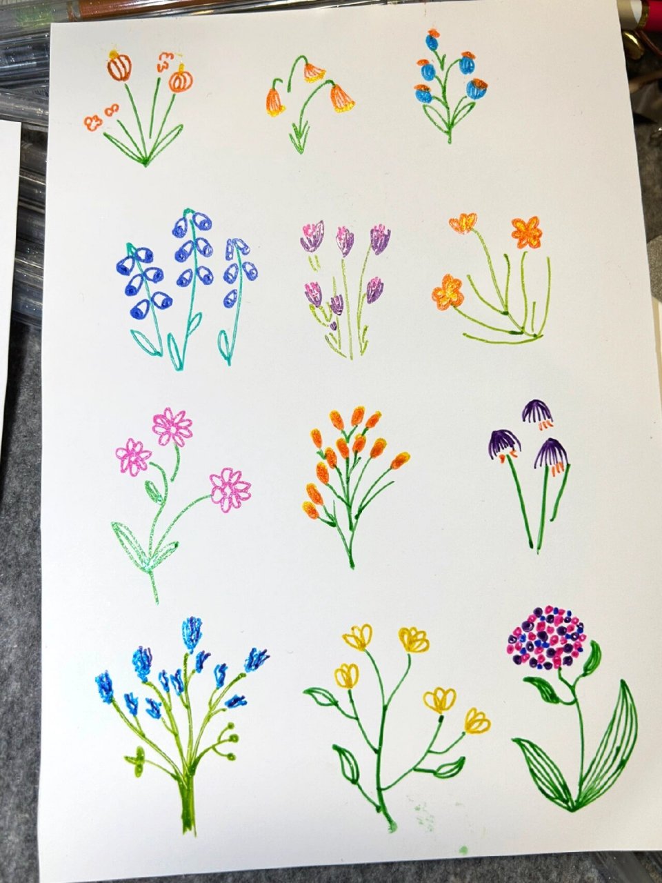 植物花卉简笔画 装饰画 彩色荧光笔 色彩让人心情愉悦96 五彩缤纷是