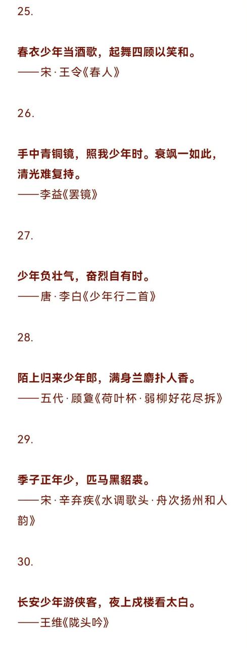 具有少年气息的诗句