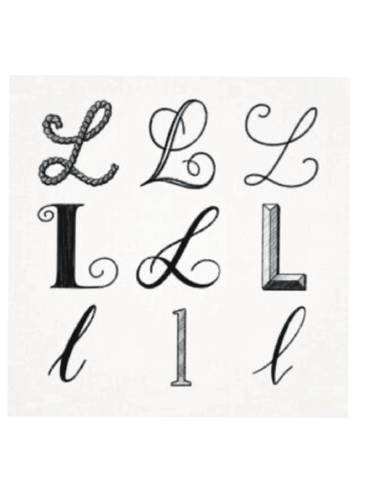 英文花体字l纹身图案