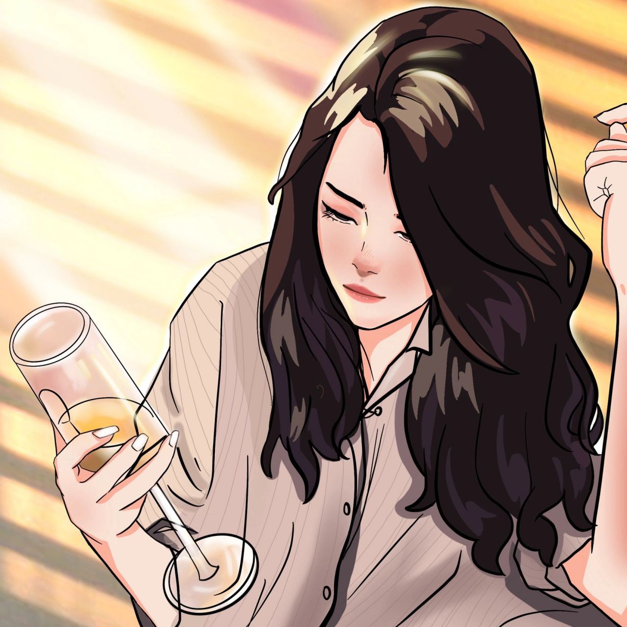 拿红酒杯的女人|手绘头像 经常请吃饭的漂亮姐姐和骑机车的姐姐.