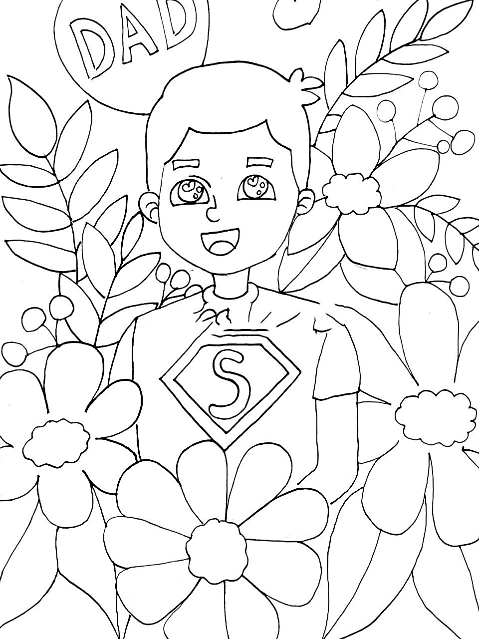 画种:主题画 作品名称:我的超人爸爸 创作时长:1小时 创作工具:铅适