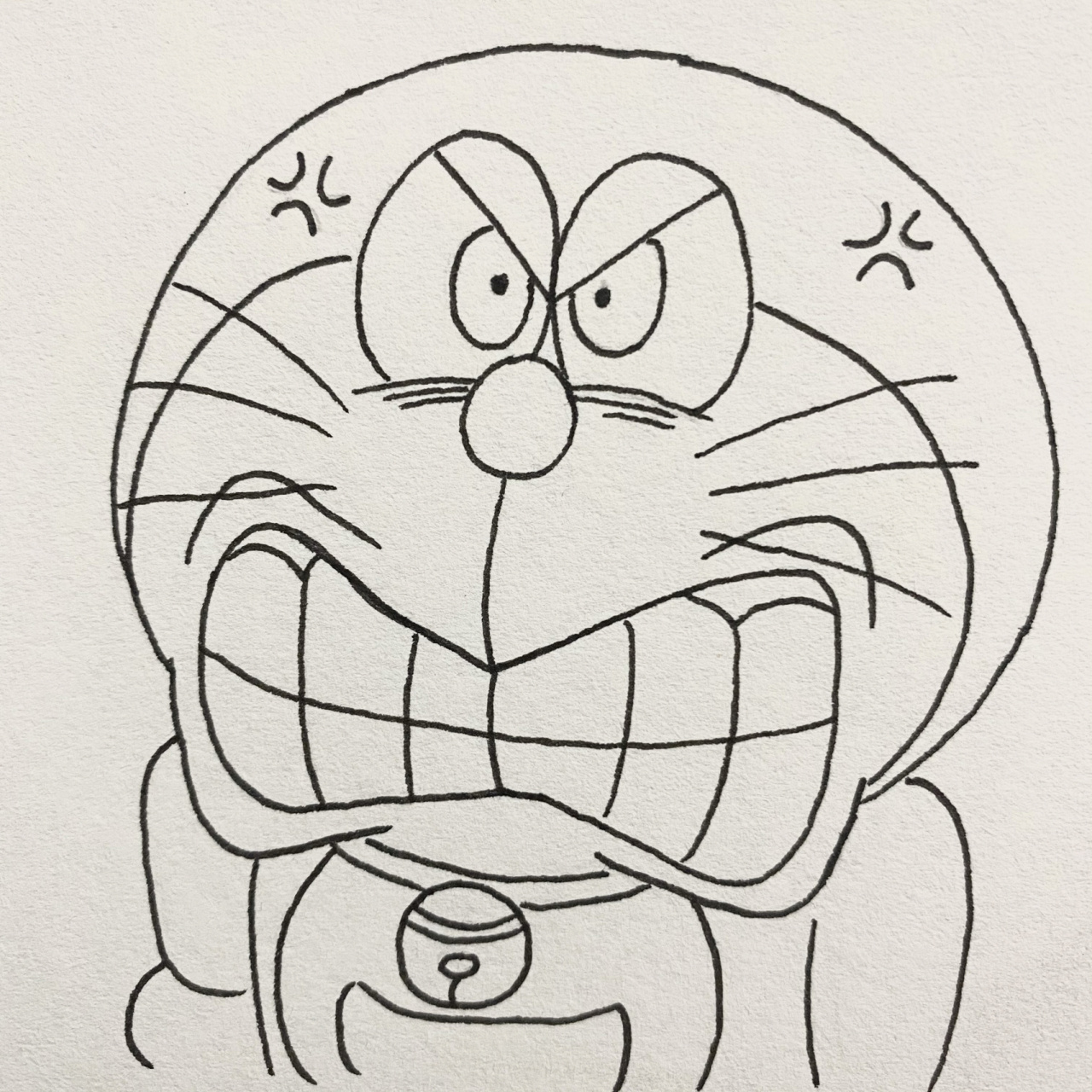 简笔画||哆啦a梦91(附过程图和96) 勾线笔:樱花08 色号:70 135 35