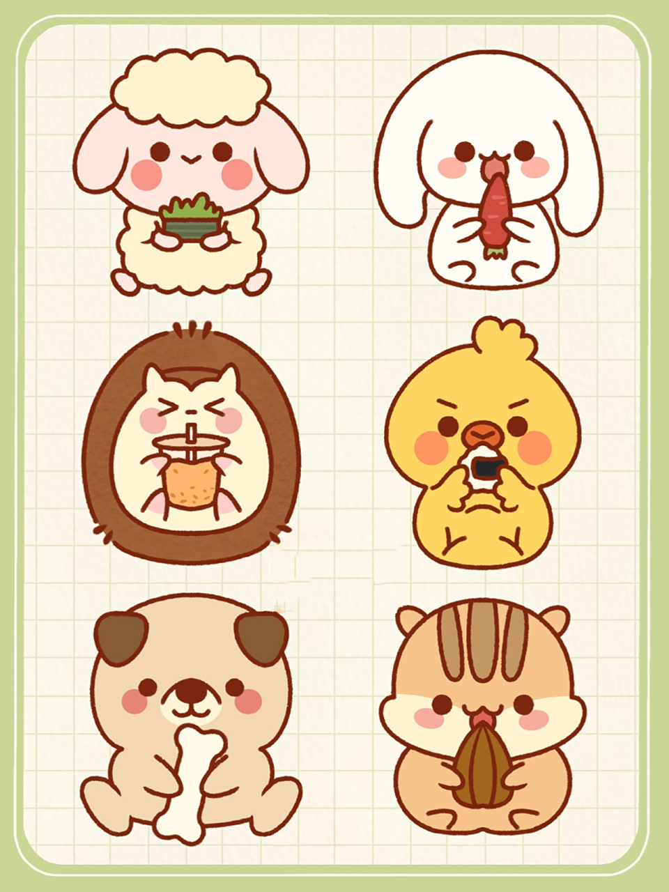 day58 / 必学简笔画之09吃零食的小动物 小动物真的太太太可爱啦!