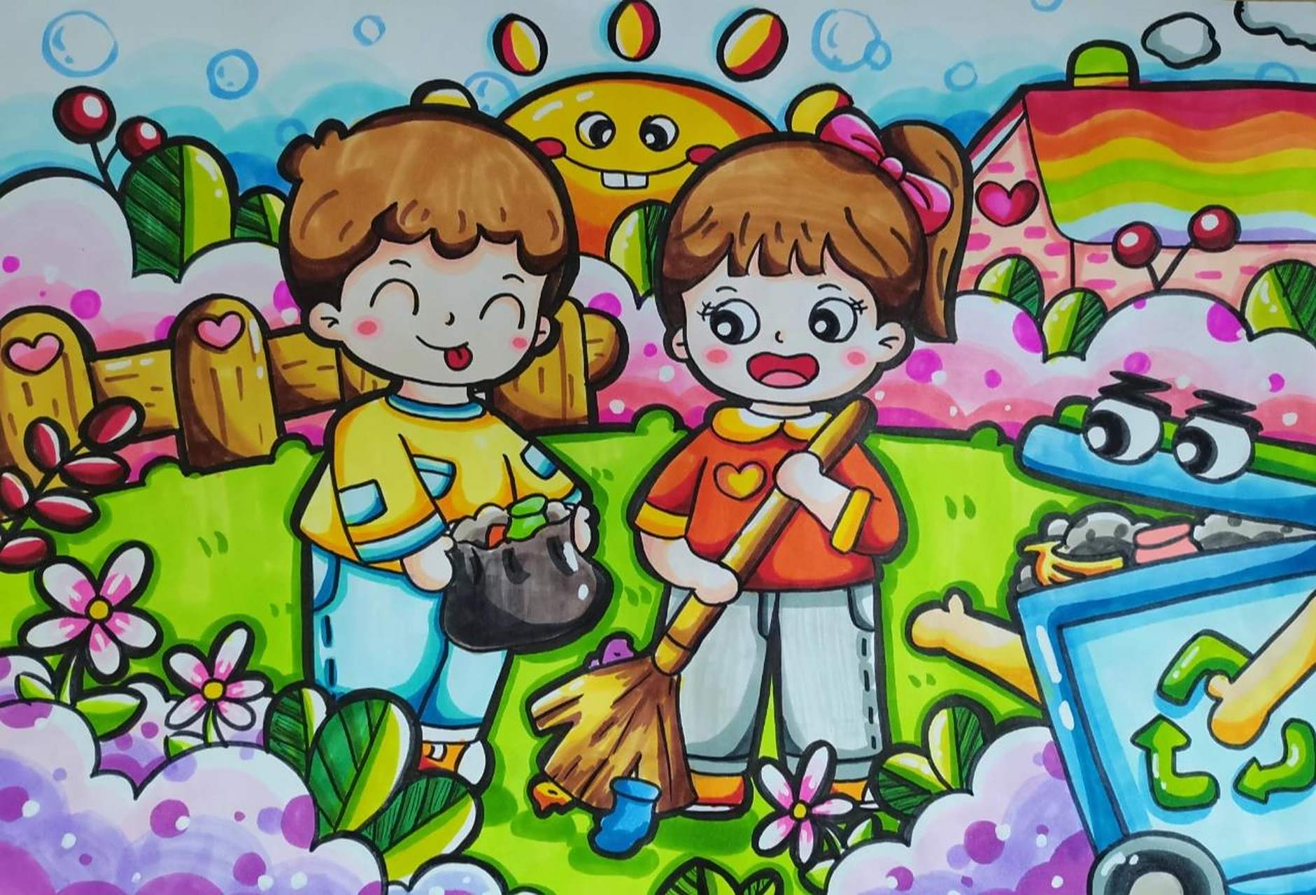 环保 爱护环境 我爱劳动 主题儿童画 环保 爱护环境 我爱劳动 主题